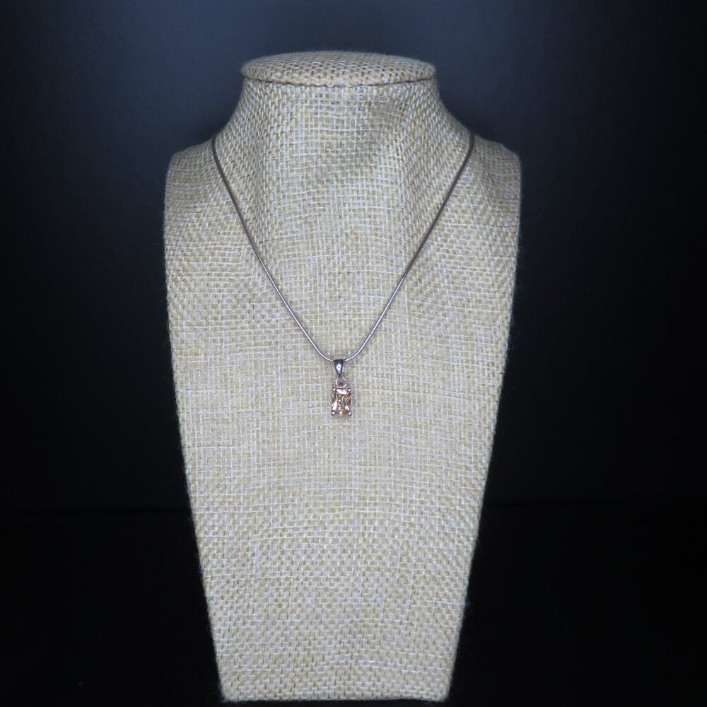 Vintage Sterling Silver Morganite Pendant - Picture 4 of 6